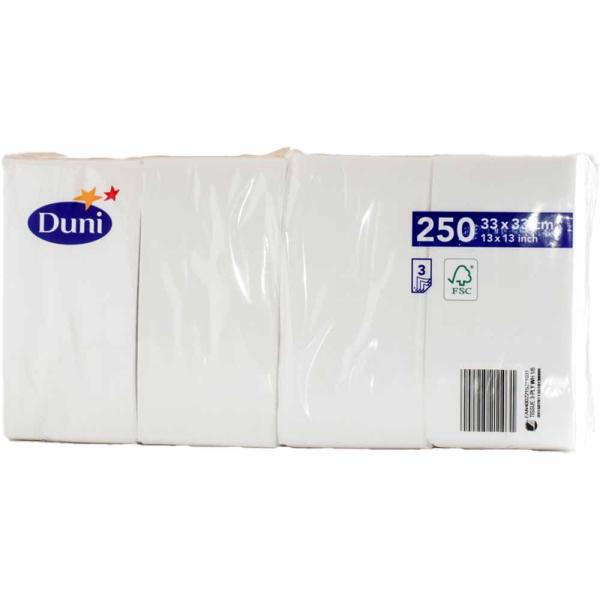 Duni Servietten Zelltuch 3-lagig 1/8 Falz 33x33 cm weiß 250 St/Pack