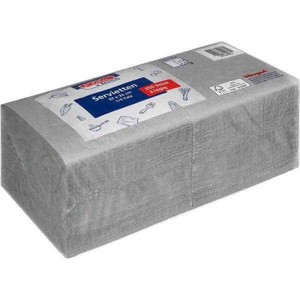Kitchen Basics Servietten Zelltuch 33x33cm 3lagig 1/4 Falz Granite grey 250 Stück im Pack