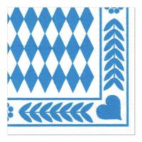 Papstar Servietten Tissue 33x33cm 1/4 Falz 3-lagig, "Bayrisch Blau" 250 Stück/Pack