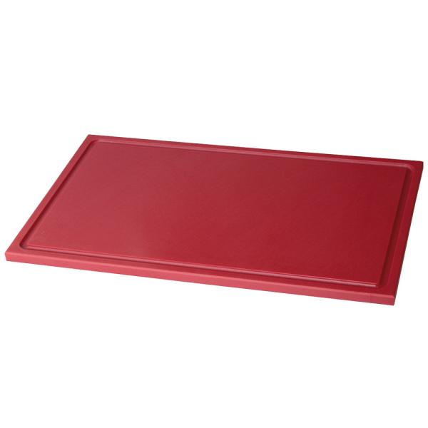 Schneidbrett rot mit Saftrille; Maße (BxTxH): 500x300x15mm