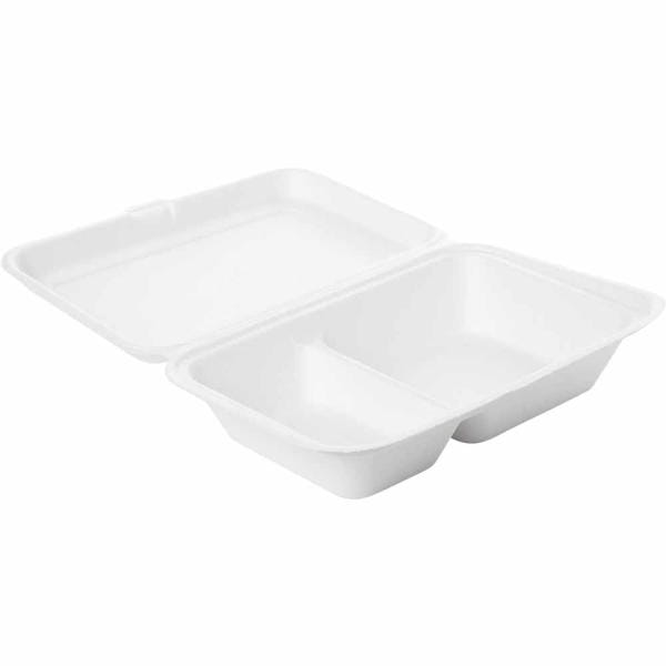 Duni Menübox Bagasse 470/300 ml Weiß 2-Teilung, 250 Stück/Karton