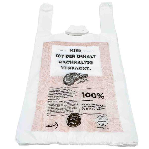 Perga Hemdchenbeutel Hochdruck "nachhaltig verpackt" weiß 30+18x56cm 500 Stück/Karton